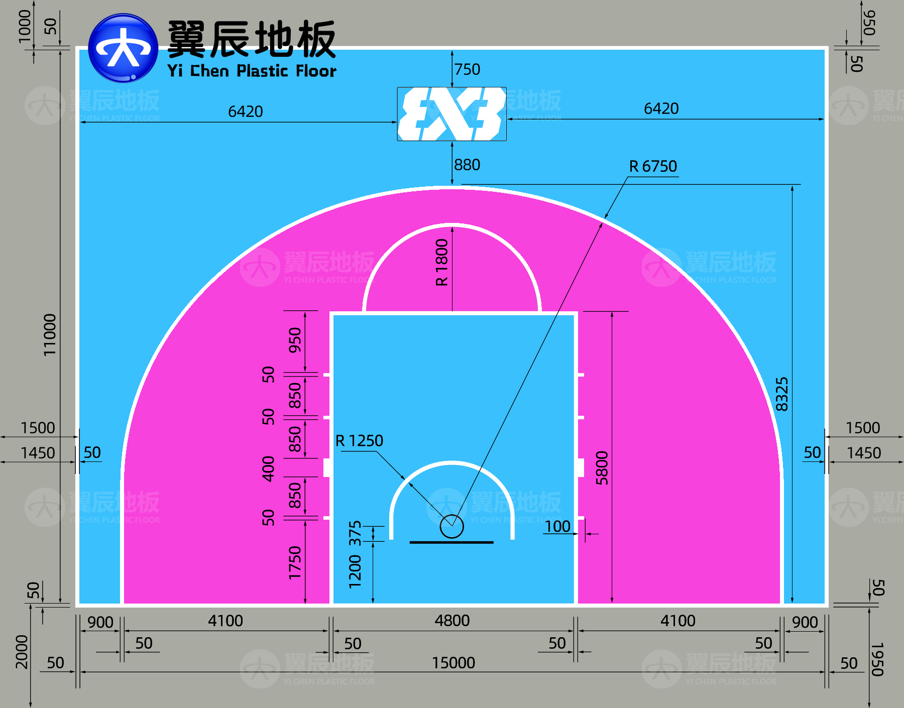 三對三籃球場尺寸